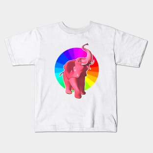 Pink Elephant Rainbow Kids T-Shirt